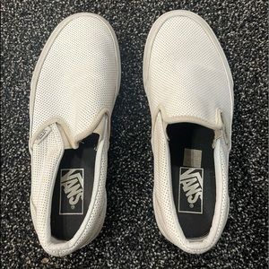 Vans Slip On Leather Perf Skate Shoe - White